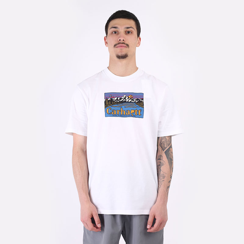 мужская белая футболка Carhartt WIP S/S Great Outdoors T-Shirt I029609-white - цена, описание, фото 3